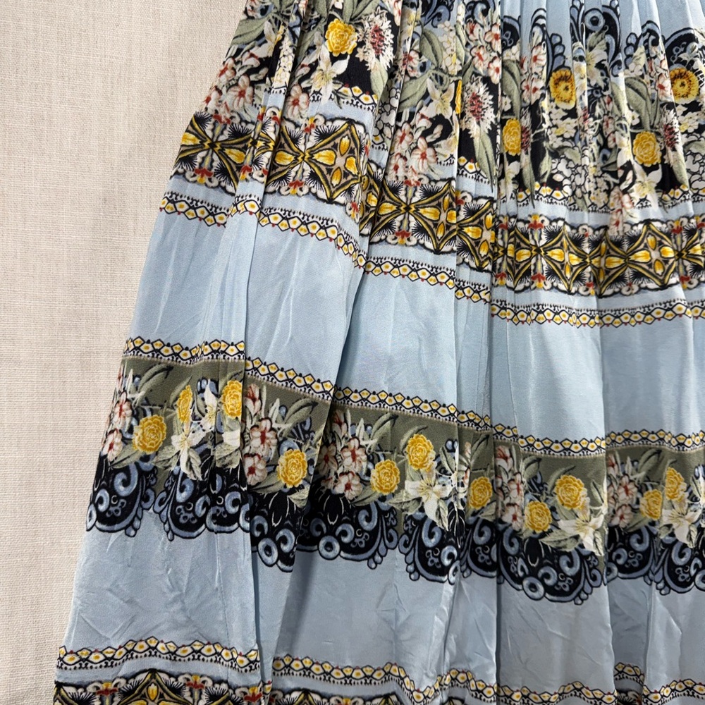 White House Black Market Strapless Blue Floral Tiered Maxi Dress - Picture 4 of 7